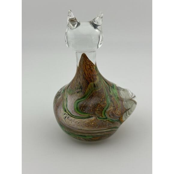 Mtarfa Artisans Centre Valletta Malta Hand Blown Glass Cat Figurine Swirl - Picture 4 of 10